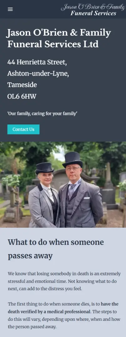 Custom website design and development for Funeral Directors