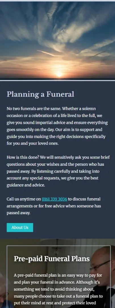 Custom website design and development for Funeral Directors