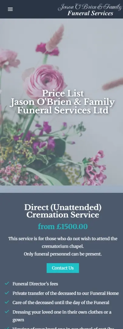 Custom website design and development for Funeral Directors