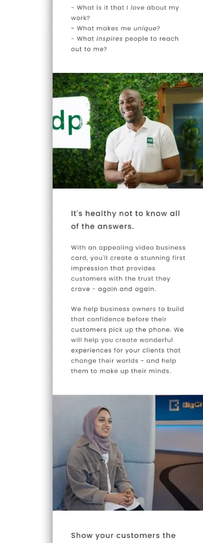 Bespoke website design and development for local videography business