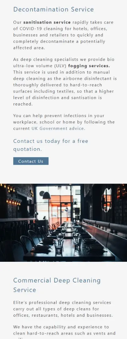 Custom website design and development for a local professional cleaning company