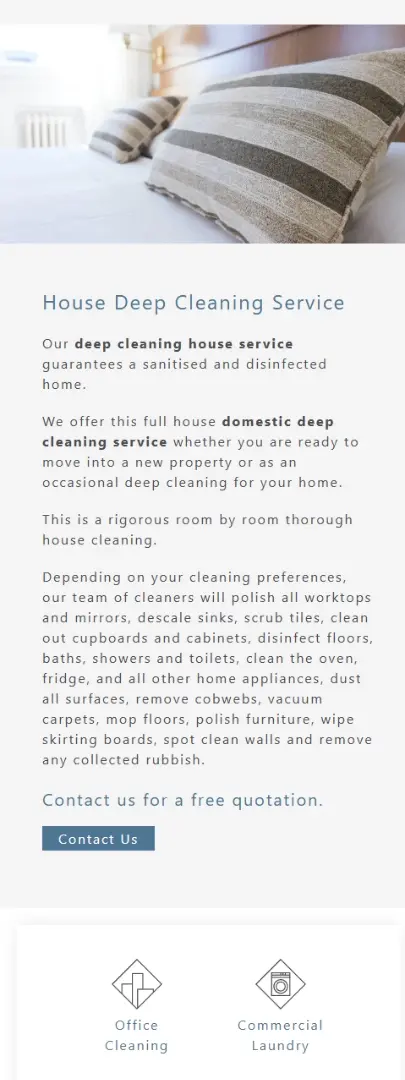 Custom website design and development for a local professional cleaning company