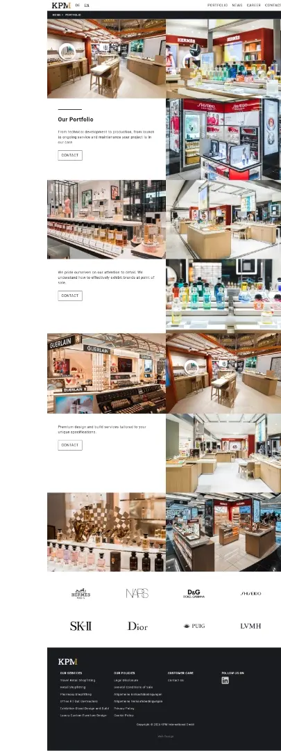 Custom multi-language website design and development for an international shopfitting company