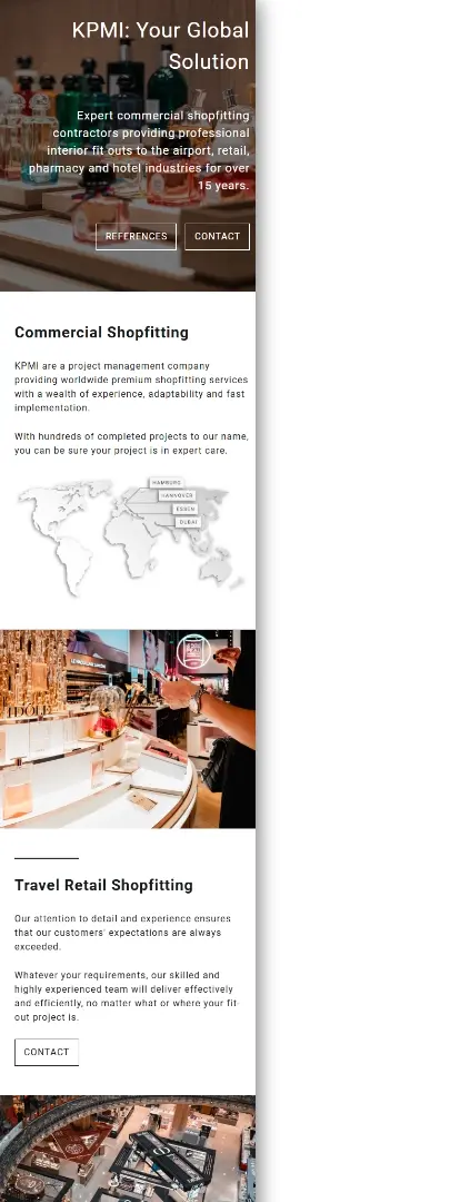 Custom multi-language website design and development for an international shopfitting company
