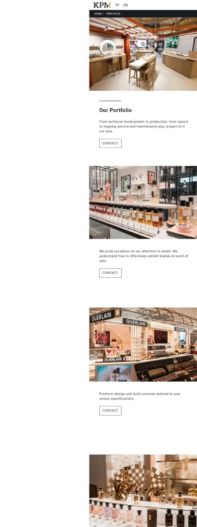 Custom multi-language website design and development for an international shopfitting company